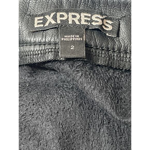 Express Women's Black Faux Leather Vegan Asymmetric Zip Pencil Mini Skirt Size 2 - Picture 5 of 6